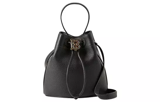 Burberry Сумка-ведро из телячьей кожи, сумка через плечо, мини-сумка, женская, черная