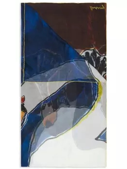 Burberry Swan-print silk scarf, синий