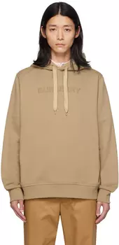 Burberry Светло-коричневое худи с принтом