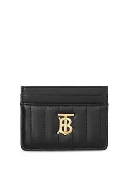 Burberry TB monogram-plaque leather cardholder, черный
