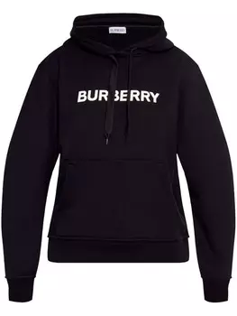 Burberry толстовка с капюшоном из хлопка с логотипом, черный