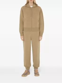 Burberry толстовка с капюшоном из смеси шерсти и молнии, нейтральный цвет