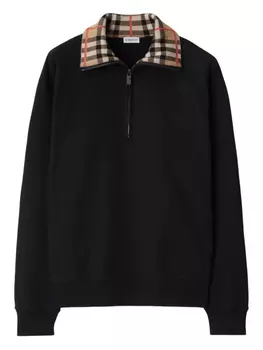 Burberry толстовка с воротником в клетку, черный