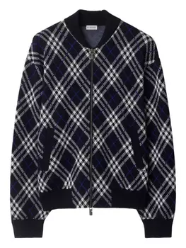 Burberry толстовка в клетку на молнии, синий
