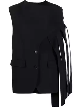 Burberry топ асимметричного кроя с бахромой, черный