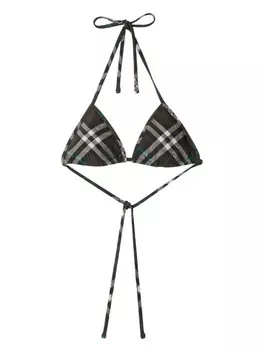 Burberry топ бикини в клетку, коричневый