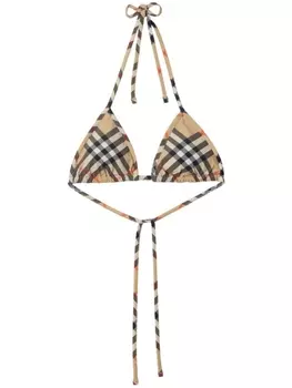 Burberry топ бикини в клетку, нейтральный цвет