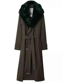 Burberry тренч Kennington с поясом, зеленый