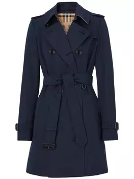 Burberry тренч The Short Chelsea Heritage с поясом, синий