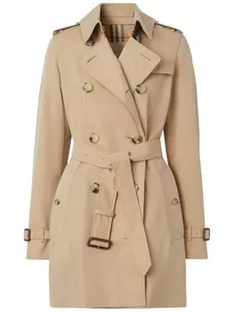 Burberry тренч The Short Kensington Heritage, нейтральный цвет