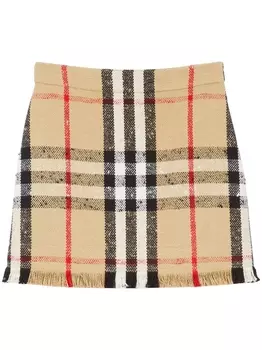 Burberry юбка из букле в клетку Vintage Check, нейтральный цвет
