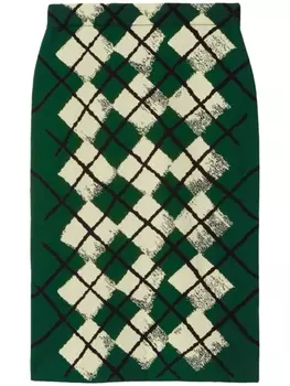 Burberry юбка миди с узором аргайл, зеленый