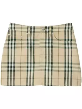 Burberry юбка мини в клетку, серый
