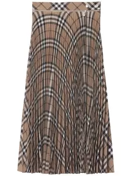 Burberry юбка в складку в клетку, нейтральный цвет