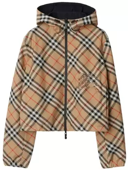 Burberry укороченная двусторонняя куртка в клетку, коричневый