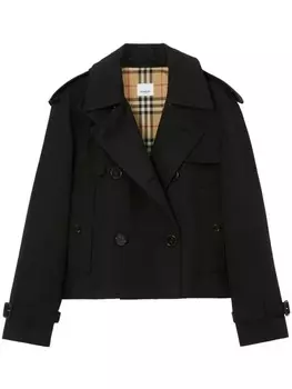 Burberry укороченный двубортный тренч, черный