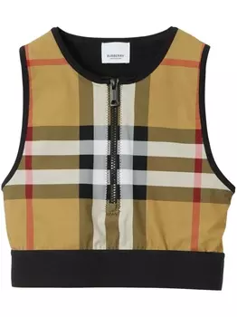 Burberry укороченный топ без рукавов в клетку Vintage Check, черный