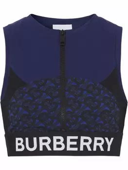 Burberry укороченный топ на молнии с монограммой TB, синий