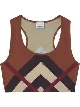 Burberry укороченный топ с принтом Chevron Check, коричневый