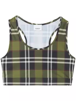 Burberry укороченный топ в клетку Vintage Check, зеленый