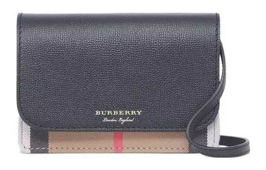 Burberry Винтажная сумка через плечо из хлопка с коровьей кожей, обычная женская, черного цвета