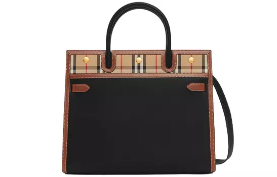Burberry Винтажная сумка из хлопка с коровьей кожей через плечо, женская сумка через плечо, черного цвета, небольшого размера