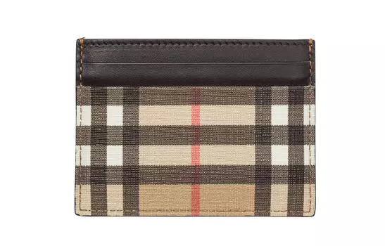 Burberry Винтажный кошелек-держатель для карт из хлопка с полиуретаном и ПУ, унисекс, светлая умбра/хаки