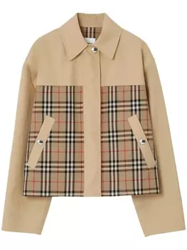 Burberry жакет с клетчатой вставкой, нейтральный цвет
