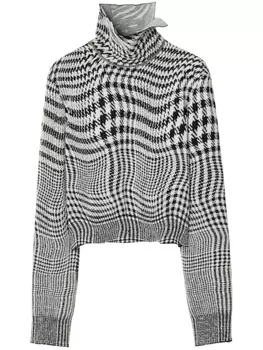 Burberry жаккардовый джемпер в ломаную клетку, черный