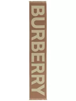 Burberry жаккардовый шарф с логотипом, коричневый