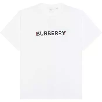 Burberry Женская белая хлопковая футболка оверсайз с логотипом