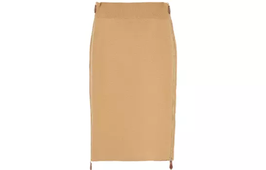 Burberry Женская кожаная длинная юбка, цвет Camel