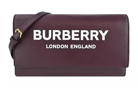 Burberry Женская кожаная сумка через плечо с напечатанным логотипом, цвет красного дерева