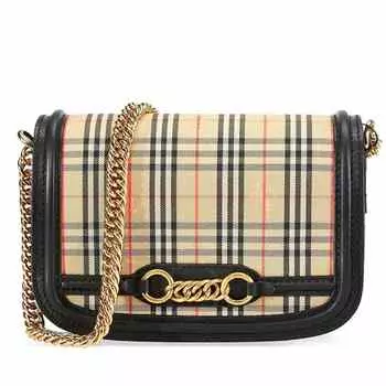 Burberry Женская сумка через плечо из ткани в клетку с цепочкой House Check, мультиколор