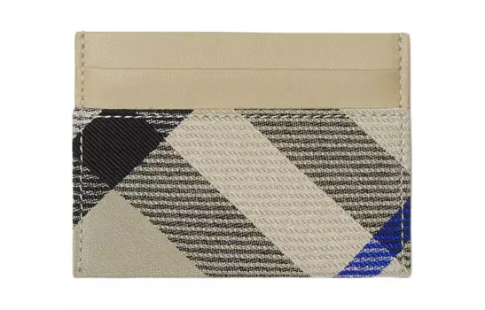 Burberry Женский держатель карт из гладкой кожи с добавлением хлопка, цвет "зеленый мох"