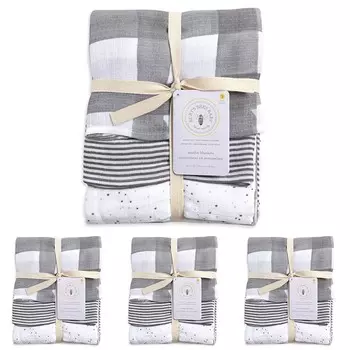 Burt's Bees Baby — пеленки, детские одеяла из муслинового хлопка, 12 штук, универсальные, легкие и дышащие, из 100% органического хлопка, Stars