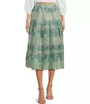 Buru Party Текстурированная юбка-миди трапециевидной формы с карманами и эффектом металлик без застежки, синий