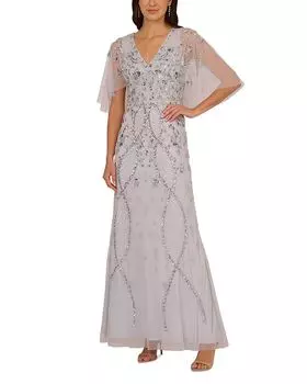 Бусированное платье Adrianna Papell, синий