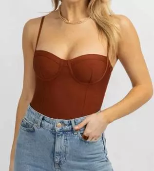 Бюстье без рукавов эластичный боди кирпичного цвета Win Win Apparel, цвет brick