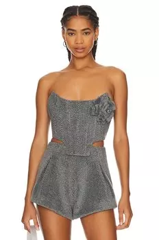 Бюстье GIUSEPPE DI MORABITO Bustier With Rose, серый