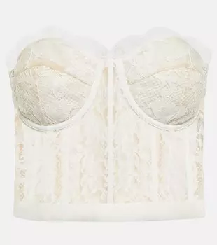 Бюстье из гипюрового кружева ALEXANDER MCQUEEN, белый