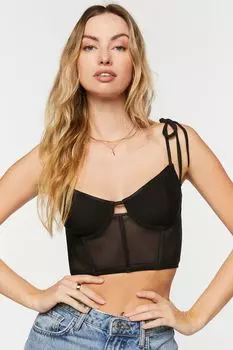 Бюстье из сетки с завязками Forever 21, черный