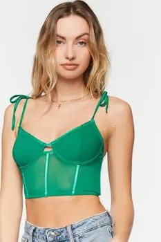 Бюстье из сетки с завязками Forever 21, зеленый