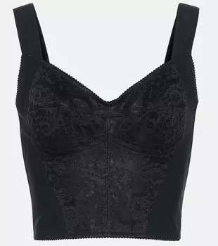 Бюстье из жаккарда с кружевом DOLCE&GABBANA, черный