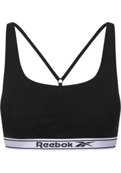 Бюстье Reebok "Jackie", надпись-логотип на полосе под грудью, оборки спереди, черный
