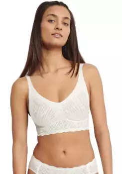 Бюстье Sloggi "ZERO Feel Bliss Bralette", бесшовное, с кружевным эффектом, белый