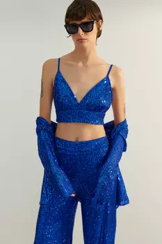 Бюстье Trendyol Saks с блестящими пайетками, синий