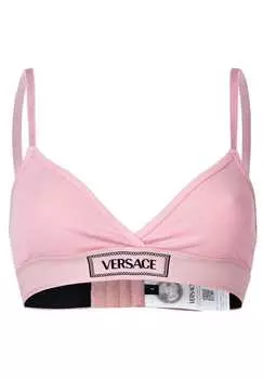 Бюстье в рубчик - треугольный бюстгальтер-бралетт в рубчик трикотаж хлопок стрейч Versace, розовый