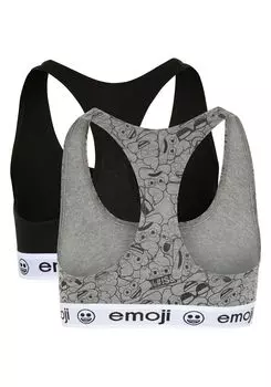 Бюстье в упаковке из двух штук в различных вариантах лейбла emoji, цвет Medium Grey Black