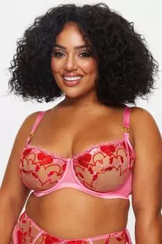 Бюстгальтер-балкон без подкладок с сердечками и объемным бюстом Ann Summers, розовый